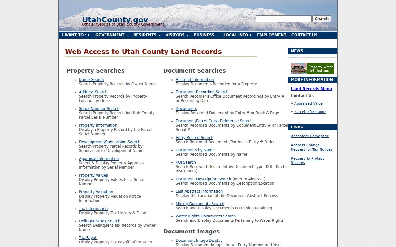 Saratoga Springs people search through Utah County Land Records