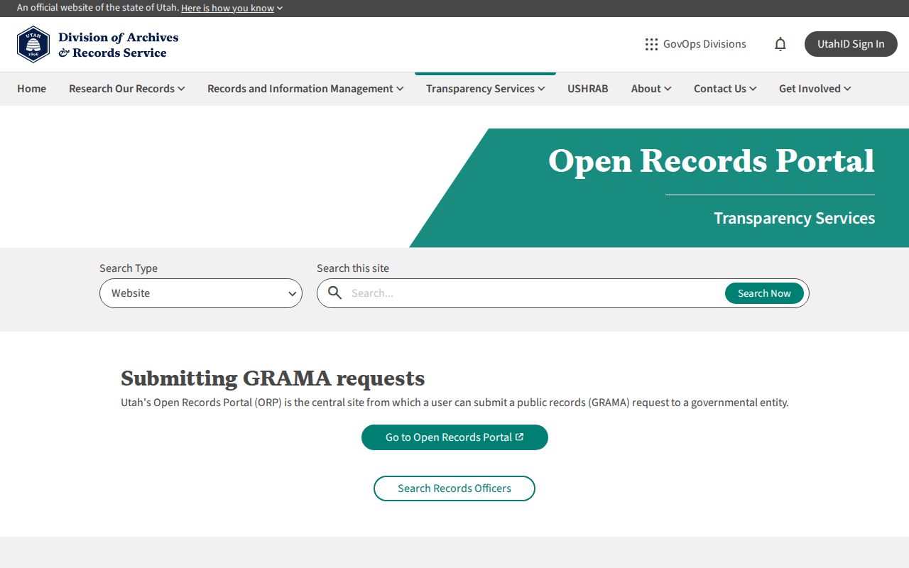 Saratoga Springs public records access through the Utah Open Records Portal